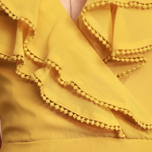 Lulu’s Mustard Yellow Ruffle Dress in EUC - Picture 6 of 9